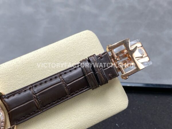 KM Factory Vacheron Constantin Patrimony 47200000J-9018 Rose Gold Diamond Bezel White Dial (3) KM Factory Vacheron Constantin Patrimony 47200/000J-9018 40mm Rose Gold Leather Strap Diamond Bezel White Dial