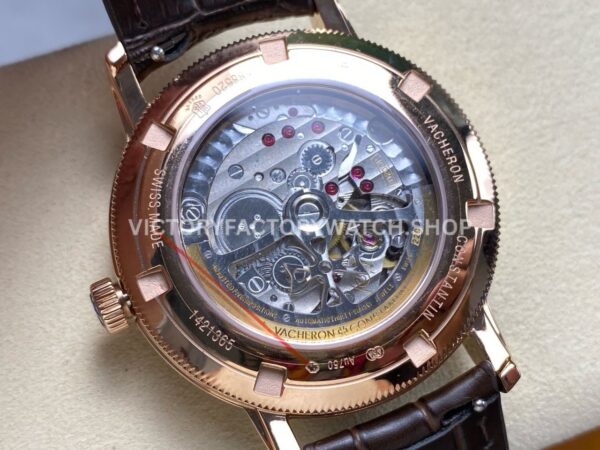 KM Factory Vacheron Constantin Patrimony 47200000J-9018 Rose Gold Diamond Bezel White Dial (4) KM Factory Vacheron Constantin Patrimony 47200/000J-9018 40mm Rose Gold Leather Strap Diamond Bezel White Dial
