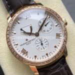 KM Factory Vacheron Constantin Patrimony 47200000J-9018 Rose Gold Diamond Bezel White Dial (6) KM Factory Vacheron Constantin Patrimony 47200/000J-9018 40mm Rose Gold Leather Strap Diamond Bezel White Dial