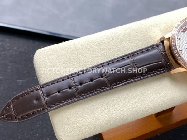 KM Factory Vacheron Constantin Patrimony 47200000J-9018 Rose Gold Diamond Bezel White Dial (7) KM Factory Vacheron Constantin Patrimony 47200/000J-9018 40mm Rose Gold Leather Strap Diamond Bezel White Dial