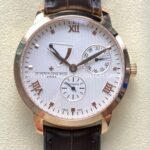 KM Factory Vacheron Constantin Patrimony 47200000J-9018 Rose Gold White Dial (2) KM Factory Vacheron Constantin Patrimony 47200 000J 9018 40mm rose gold leather strap white dial replica watch