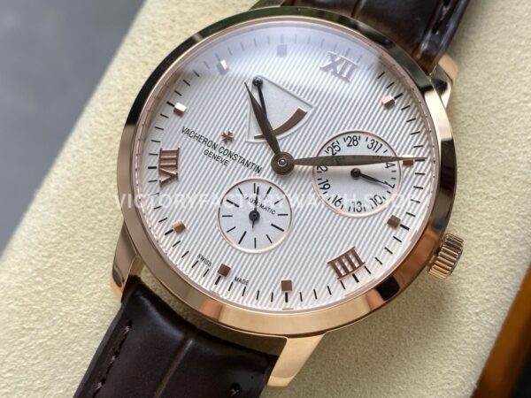 KM Factory Vacheron Constantin Patrimony 47200000J-9018 Rose Gold White Dial (5) KM Factory Vacheron Constantin Patrimony 47200/000J-9018 40mm Rose Gold Leather Strap White Dial
