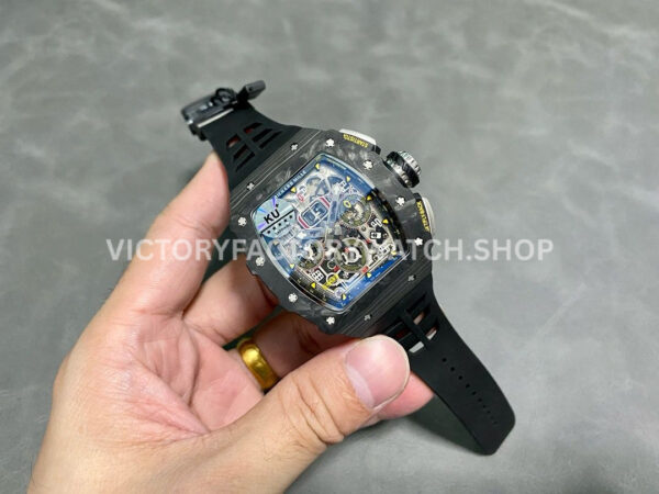 KU Factory Richard Mille RM 11-03 44.5mm Carbon Fiber Black Rubber Strap Skeletonized Dial