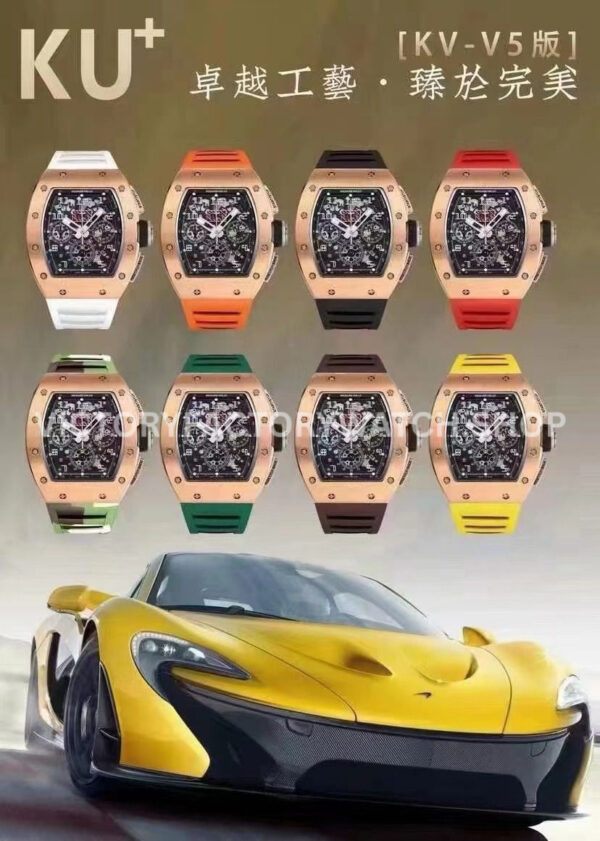 KU Factory Richard Mille RM 11-03 44.5mm Carbon Fiber Black Rubber Strap Skeletonized Dial