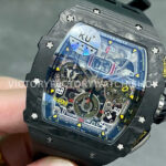 KU Factory Richard Mille RM 11-03 44.5mm Carbon Fiber Black Rubber Strap Skeletonized Dial