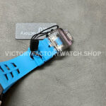 KU Factory Richard Mille RM 11-03 44.5mm Carbon Fiber Blue Rubber Strap Arabic Numerals Skeletonized Dial