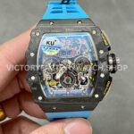KU Factory Richard Mille RM 11-03 carbon fiber blue rubber strap Arabic numerals skeletonized dial