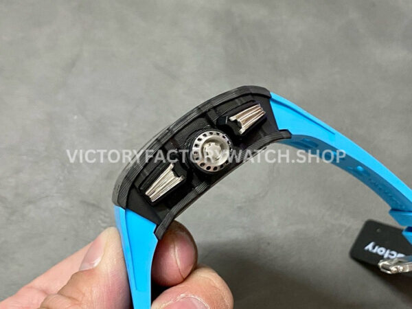 KU Factory Richard Mille RM 11-03 44.5mm Carbon Fiber Blue Rubber Strap Arabic Numerals Skeletonized Dial
