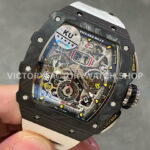 KU Factory Richard Mille RM 11-03 44.5mm Carbon Fiber White Rubber Strap Skeletonized Dial