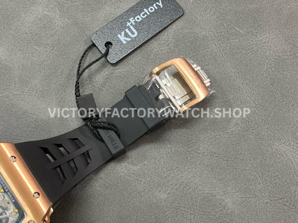 KU Factory Richard Mille RM 11-03 44.5mm Rose Gold Black Rubber Strap Skeletonized Dial