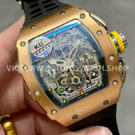 KU Factory Richard Mille RM 11-03 44.5mm Rose Gold Black Rubber Strap Skeletonized Dial