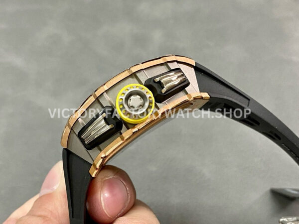 KU Factory Richard Mille RM 11-03 44.5mm Rose Gold Black Rubber Strap Skeletonized Dial