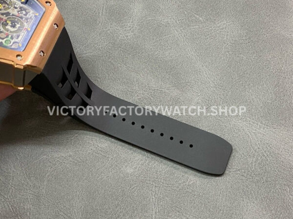 KU Factory Richard Mille RM 11-03 44.5mm Rose Gold Black Rubber Strap Skeletonized Dial
