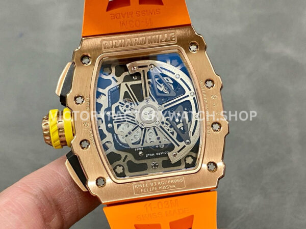 KU Factory Richard Mille RM 11-03 44.5mm Rose Gold Orange Rubber Strap Skeletonized Dial (13) KU Factory Richard Mille RM 11-03 44.5mm Rose Gold Orange Rubber Strap Skeletonized Dial