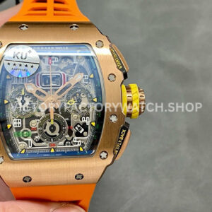 KU Factory Richard Mille RM 11-03 rose gold orange rubber strap skeletonized dial