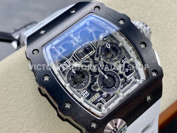 KU Factory Richard Mille RM 11-03 44.5mm Titanium White Rubber Strap Arabic Numerals Skeletoni (4) KU Factory Richard Mille RM 11-03 44.5mm Titanium White Rubber Strap Arabic Numerals Skeletonized Dial