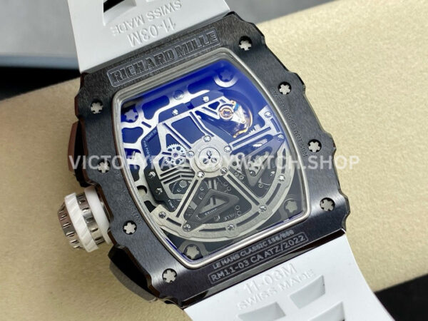 KU Factory Richard Mille RM 11-03 44.5mm Titanium White Rubber Strap Arabic Numerals Skeletoni (6) KU Factory Richard Mille RM 11-03 44.5mm Titanium White Rubber Strap Arabic Numerals Skeletonized Dial
