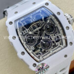 KU Factory Richard Mille RM 11-03 44.5mm Titanium White Rubber Strap Arabic Numerals Skeletoniz (9) KU Factory Richard Mille RM 11-03 44.5mm Ceramics White Rubber Strap Arabic Numerals Skeletonized Dial