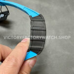KU Factory Richard Mille RM 11-03 44.5mm Carbon Fiber Blue Rubber Strap Arabic Numerals Skeletonized Dial