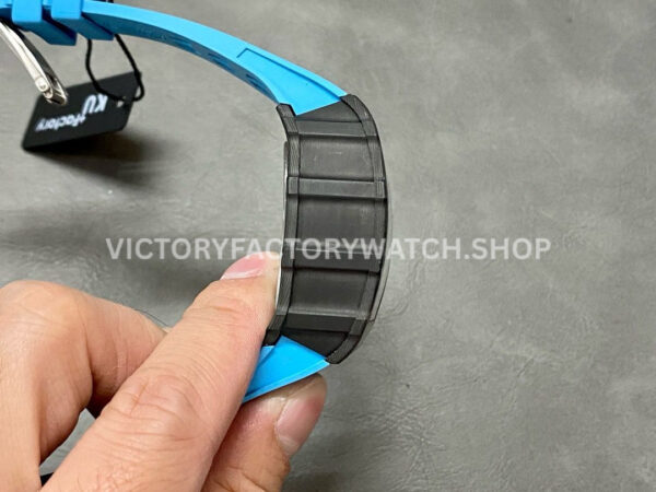 KU Factory Richard Mille RM 11-03 44.5mm Carbon Fiber Blue Rubber Strap Arabic Numerals Skeletonized Dial