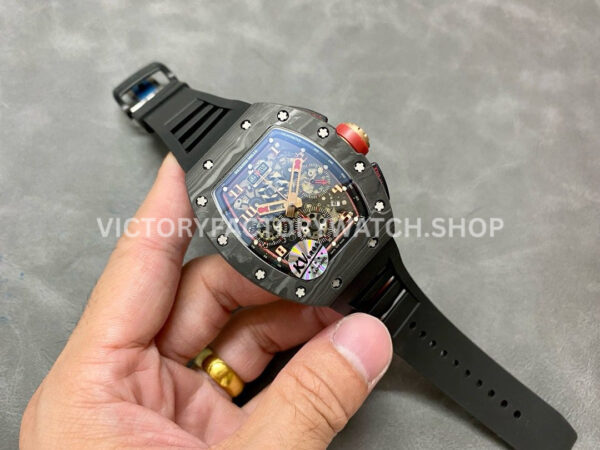 KV Factory Richard Mille RM 11-03 44.5mm Carbon Fiber Black Rubber Strap Arabic Numerals Skeletonized Dial
