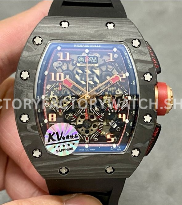 KV Factory Richard Mille RM 11-03 carbon fiber black rubber strap Arabic numerals skeletonized dial