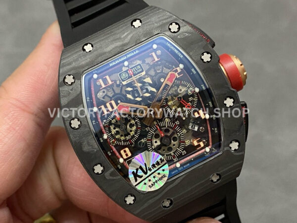KV Factory Richard Mille RM 11-03 44.5mm Carbon Fiber Black Rubber Strap Arabic Numerals Skeletonized Dial