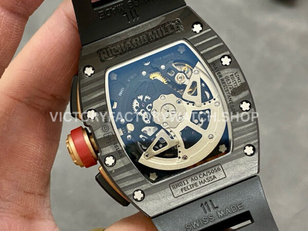 KV Factory Richard Mille RM 11-03 44.5mm Carbon Fiber Black Rubber Strap Arabic Numerals Skeletonized Dial