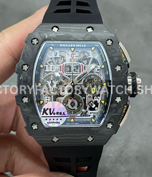 KV Factory Richard Mille RM 11-03 carbon fiber black rubber strap Arabic numerals skeletonized dial