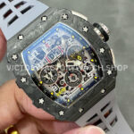KV Factory Richard Mille RM 11-03 44.5mm Carbon Fiber Grey Rubber Strap Arabic Numerals Skele (5) KV Factory Richard Mille RM 11-03 44.5mm Carbon Fiber Grey Rubber Strap Arabic Numerals Skeletonized Dial