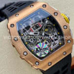 KV Factory Richard Mille RM 11-03 44.5mm Rose Gold Black Rubber Strap Arabic Numerals Skeletoni KV Factory Richard Mille RM 11-03 44.5mm Rose Gold Black Rubber Strap Arabic Numerals Skeletonized Dial