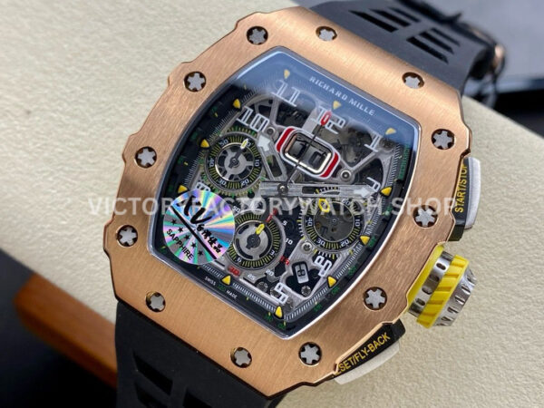 KV Factory Richard Mille RM 11-03 44.5mm Rose Gold Black Rubber Strap Arabic Numerals Skeletoni (3) KV Factory Richard Mille RM 11-03 44.5mm Rose Gold Black Rubber Strap Arabic Numerals Skeletonized Dial