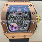 KV Factory Richard Mille RM 11-03 44.5mm Rose Gold Black Rubber Strap Arabic Numerals Skeletoni (4) KV Factory Richard Mille RM 11-03 rose gold black rubber strap Arabic numerals skeletonized dial