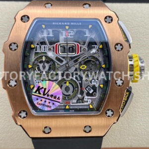 KV Factory Richard Mille RM 11-03 rose gold black rubber strap Arabic numerals skeletonized dial