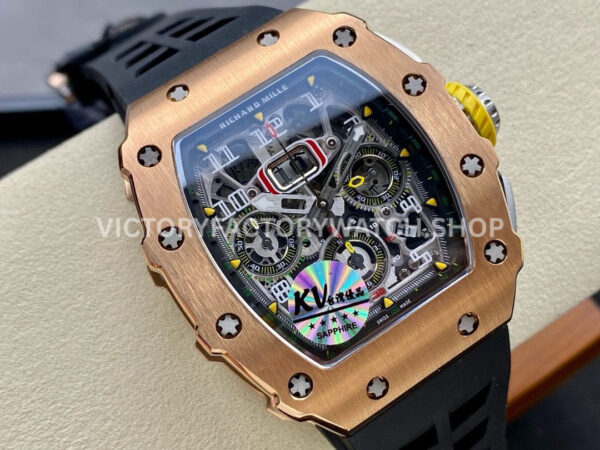 KV Factory Richard Mille RM 11-03 44.5mm Rose Gold Black Rubber Strap Arabic Numerals Skeletoni KV Factory Richard Mille RM 11-03 44.5mm Rose Gold Black Rubber Strap Arabic Numerals Skeletonized Dial