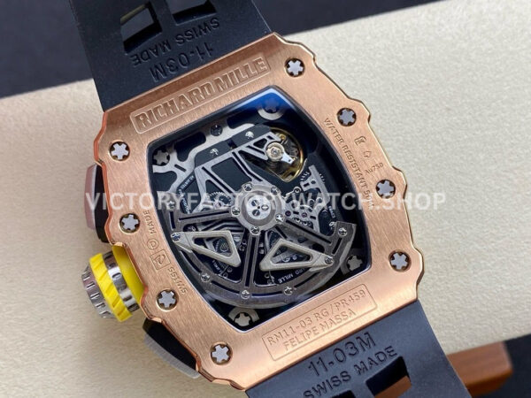 KV Factory Richard Mille RM 11-03 44.5mm Rose Gold Black Rubber Strap Arabic Numerals Skeletoni (7) KV Factory Richard Mille RM 11-03 44.5mm Rose Gold Black Rubber Strap Arabic Numerals Skeletonized Dial