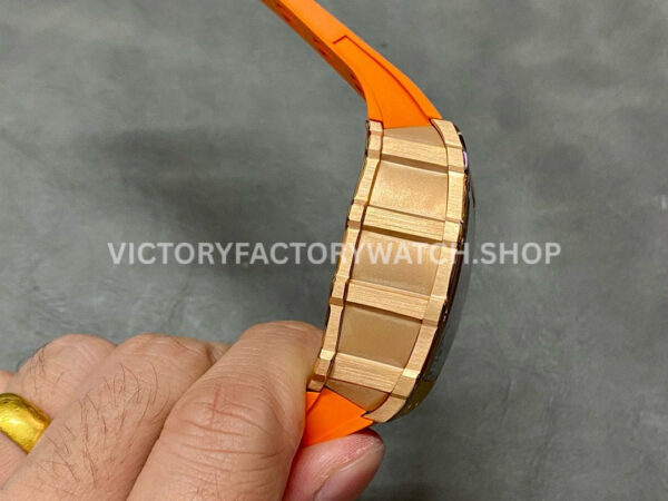 KV Factory Richard Mille RM 11-03 44.5mm Rose Gold Orange Rubber Strap Arabic Numerals Skeleto (3) KV Factory Richard Mille RM 11-03 44.5mm Rose Gold Orange Rubber Strap Arabic Numerals Skeletonized Dial