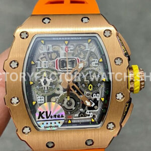 KV Factory Richard Mille RM 11-03 rose gold orange rubber strap Arabic numerals skeletonized dial