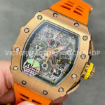 KV Factory Richard Mille RM 11-03 44.5mm Rose Gold Orange Rubber Strap Arabic Numerals Skeleto (4) KV Factory Richard Mille RM 11-03 44.5mm Rose Gold Orange Rubber Strap Arabic Numerals Skeletonized Dial