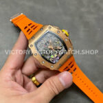 KV Factory Richard Mille RM 11-03 44.5mm Rose Gold Orange Rubber Strap Arabic Numerals Skeleto (6) KV Factory Richard Mille RM 11-03 44.5mm Rose Gold Orange Rubber Strap Arabic Numerals Skeletonized Dial