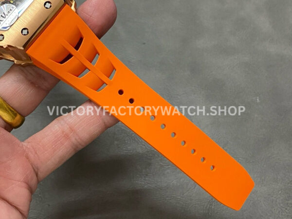 KV Factory Richard Mille RM 11-03 44.5mm Rose Gold Orange Rubber Strap Arabic Numerals Skeleto (8) KV Factory Richard Mille RM 11-03 44.5mm Rose Gold Orange Rubber Strap Arabic Numerals Skeletonized Dial
