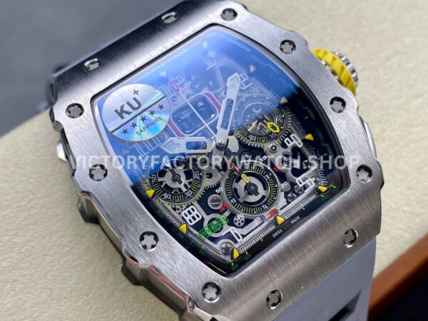 KV Factory Richard Mille RM 11-03 44.5mm Titanium Grey Rubber Strap Arabic Numerals Skeletonized (6) KV Factory Richard Mille RM 11-03 44.5mm Titanium Grey Rubber Strap Arabic Numerals Skeletonized Dial