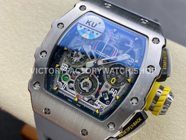 KV Factory Richard Mille RM 11-03 44.5mm Titanium Grey Rubber Strap Arabic Numerals Skeletonized (7) KV Factory Richard Mille RM 11-03 44.5mm Titanium Grey Rubber Strap Arabic Numerals Skeletonized Dial