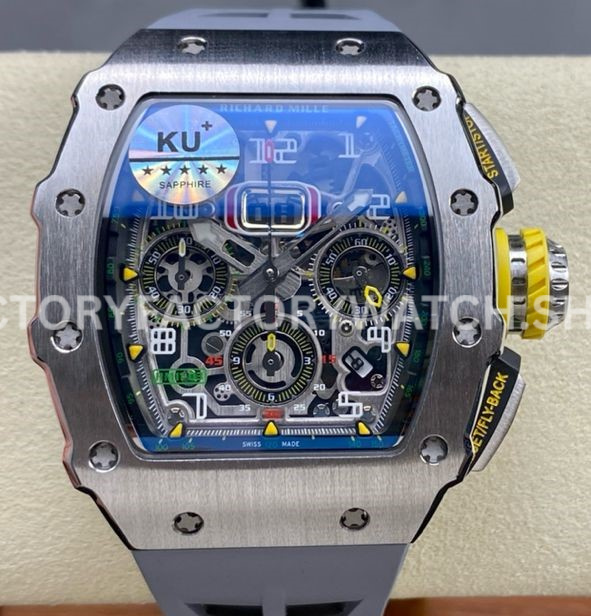 KV Factory Richard Mille RM 11-03 44.5mm Titanium Grey Rubber Strap Arabic Numerals Skeletonized (8) KV Factory Richard Mille RM 11-03 titanium grey rubber strap Arabic numerals skeletonized dial