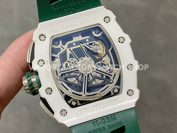 KV Factory Richard Mille RM 11-03 CA ATZ 44.5mm Ceramic Green Rubber Strap Skeletonized Green Dial (1) KV Factory Richard Mille RM 11-03 CA ATZ 44.5mm Ceramic Green Rubber Strap Skeletonized Green Dial