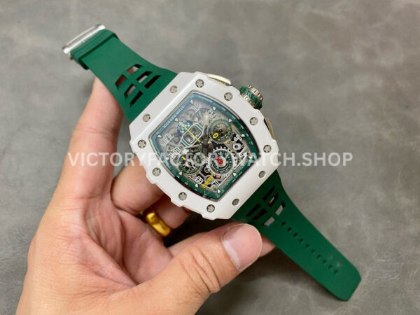 KV Factory Richard Mille RM 11-03 CA ATZ 44.5mm Ceramic Green Rubber Strap Skeletonized Green Dial ( (3) KV Factory Richard Mille RM 11-03 CA ATZ 44.5mm Ceramic Green Rubber Strap Skeletonized Green Dial
