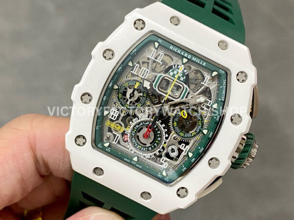 KV Factory Richard Mille RM 11-03 CA ATZ 44.5mm Ceramic Green Rubber Strap Skeletonized Green Dial ( (4) KV Factory Richard Mille RM 11-03 CA ATZ 44.5mm Ceramic Green Rubber Strap Skeletonized Green Dial
