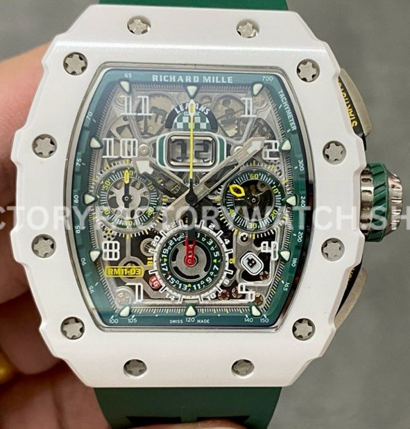 KV Factory Richard Mille RM 11-03 CA ATZ 44.5mm Ceramic Green Rubber Strap Skeletonized Green Dial ( (7) KV Factory Richard Mille RM 11-03 CA ATZ green ceramic green rubber strap skeletonized green dial