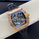 KV082B~1 KV Factory Richard Mille RM 11-03 44.5mm Rose Gold Black Rubber Strap Arabic Numerals Skeletonized Dial