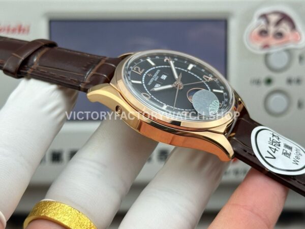 MKS Factory Vacheron Constantin Fiftysix 4000E/000R-B065 40mm Rose Gold Leather Strap Arabic Numerals Brown Black Dial